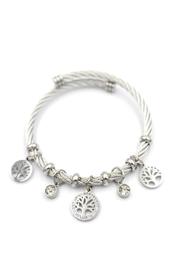 Hayat Ağacı Charm Bilezik - Gümüş - Image 1