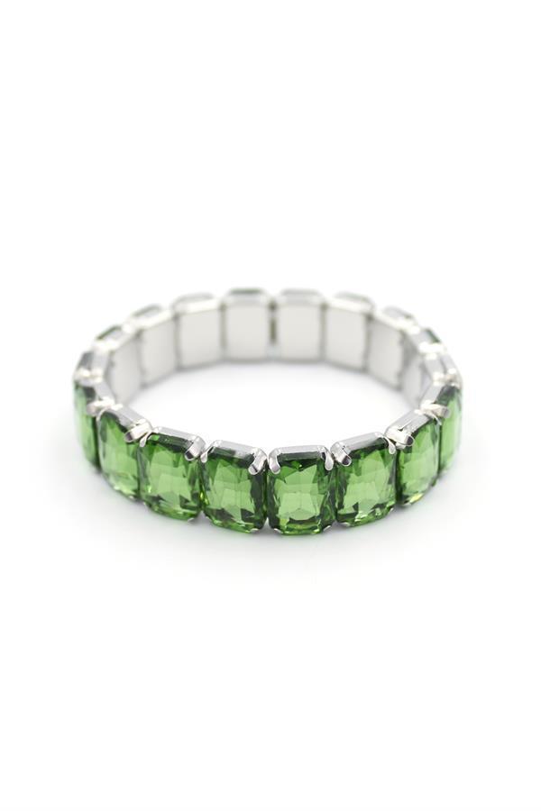 Lastikli Taşlı Bilezik - Yeşil - Image 1