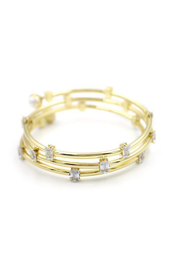 Baget Taşlı Sarmal Bilezik - Altın - Image 1