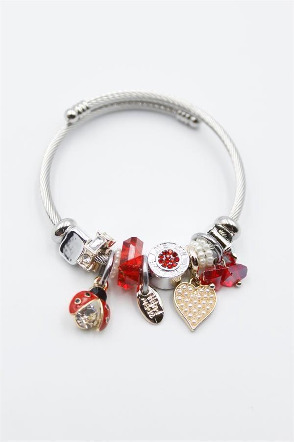 Uğur Böceği Charmlı Bilezik - Kırmızı - Image 1