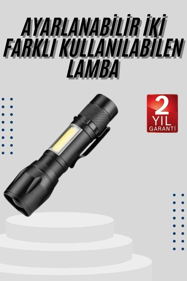 EL Feneri Uzun Menzilli Usb Şarj Edilebilir Kamp Lambası - Image 1