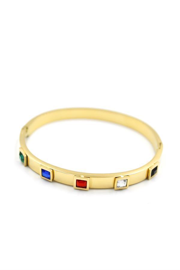 Kare Taşlı Bilezik - Altın - Image 1