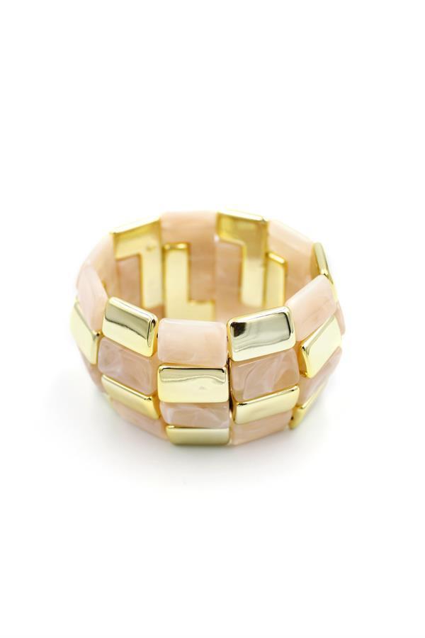 Lastikli Taşlı Bilezik - Pembe - Image 1