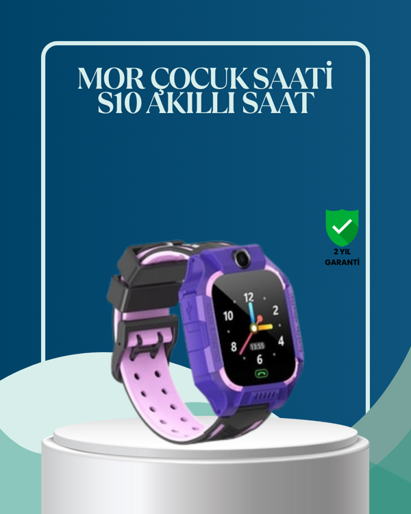 S10 Mor Çocuk Takip Saati Elektronik Bariyer ve Sesli Mesaj Destekli - Image 1