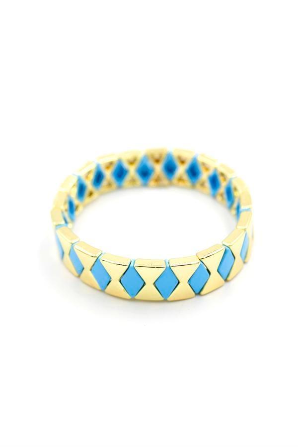 Lastikli Porselen Bilezik - Mavi - Image 1