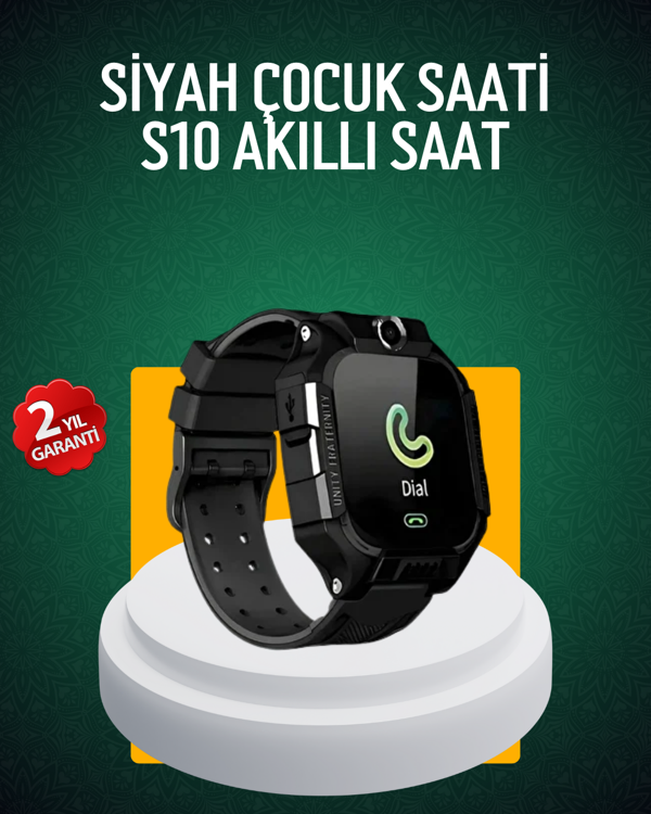 S10 Siyah Çocuk Takip Saati Güvenli Alan Uyarısı ve Sesli Mesaj - Image 1