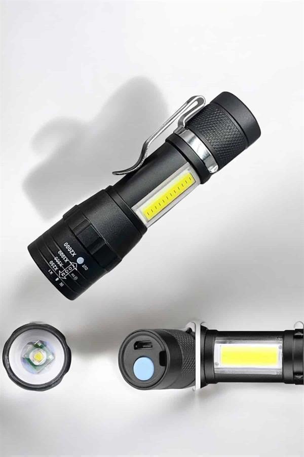 El Feneri Led USB Şarjlı Zoom Mini Led Işık Acil Durum Feneri - Image 1
