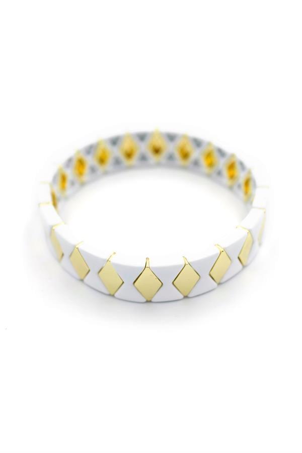 Lastikli Porselen Bilezik - Beyaz - Image 1