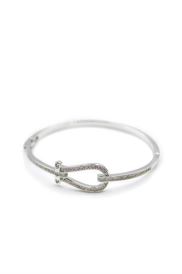 Taşlı Vip Bilezik - Gümüş - Image 1