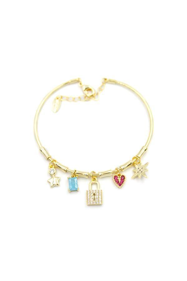 Kilit Charmlı Bilezik - Altın - Image 1