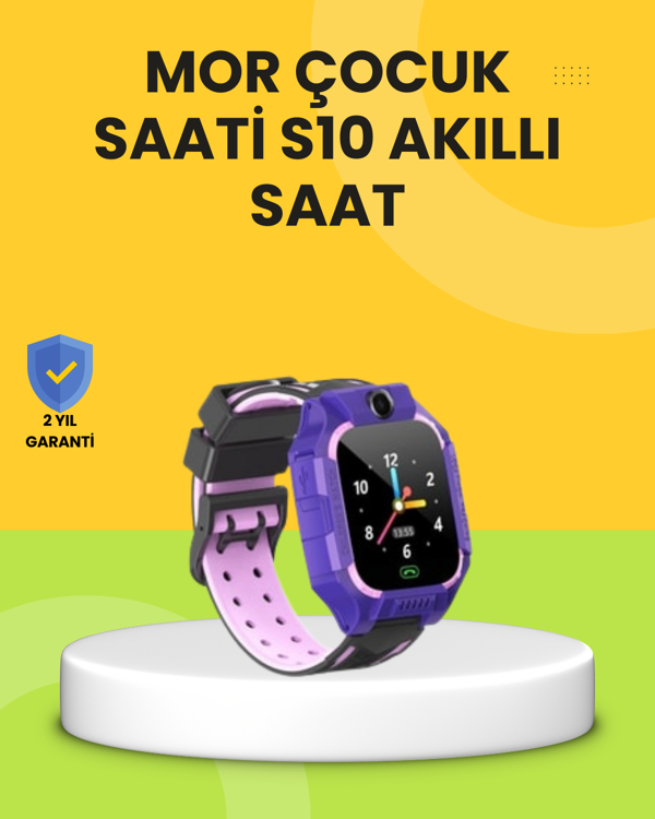 S10 Akıllı Çocuk Saati Mor Tasarım Adımsayar ve Alarm Fonksiyonlu - Image 1