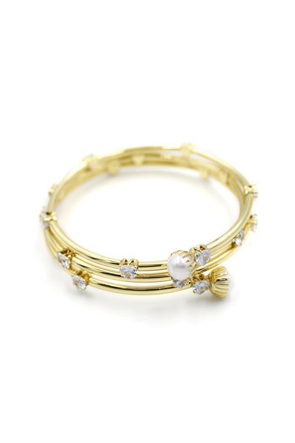 Kalp Taşlı Sarmal Bilezik - Altın - Image 1