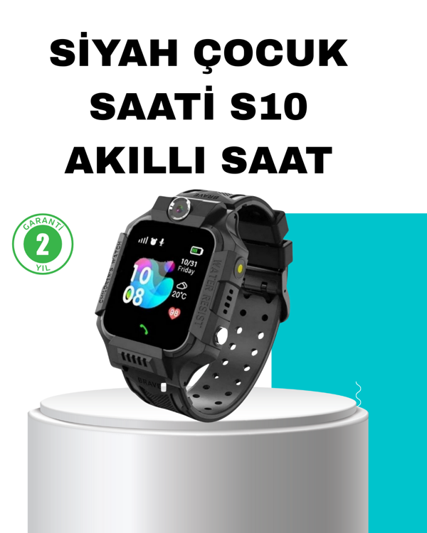 S10 Siyah Akıllı Çocuk Saati Konum Takip ve Güvenlik Özellikli - Image 1
