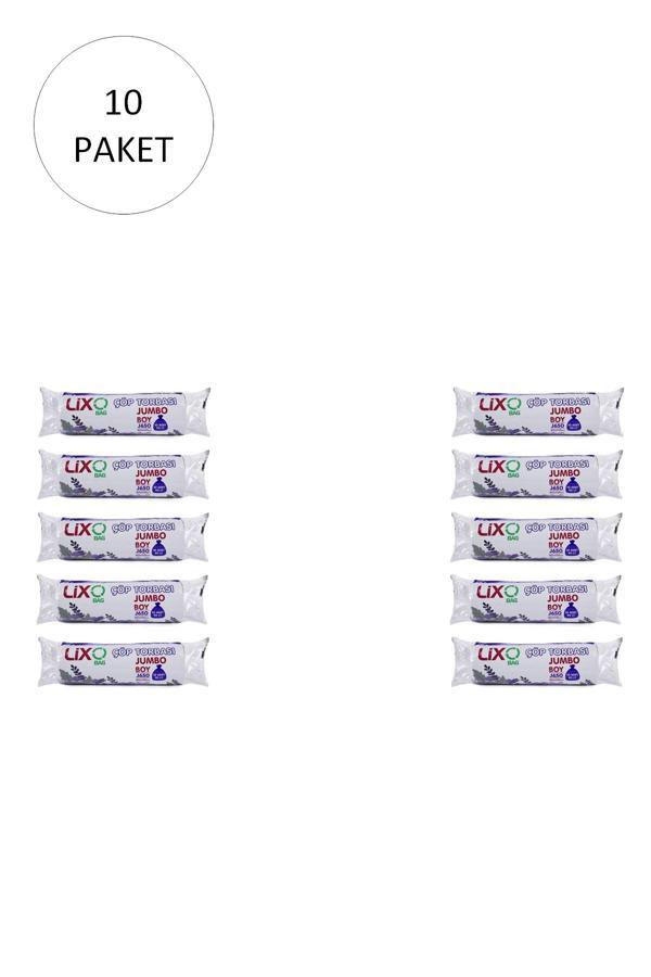 J-650 Jumbo Boy Çöp Torbası 80 x 110 cm 10 Lu Rulo x 10 Paket = 100 Adet (Siyah) - Image 1