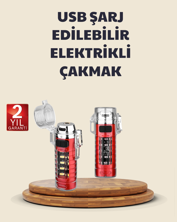Kamp ve Outdoor İçin Çok Amaçlı Çakarlı Elektronik Çakmak - Image 1