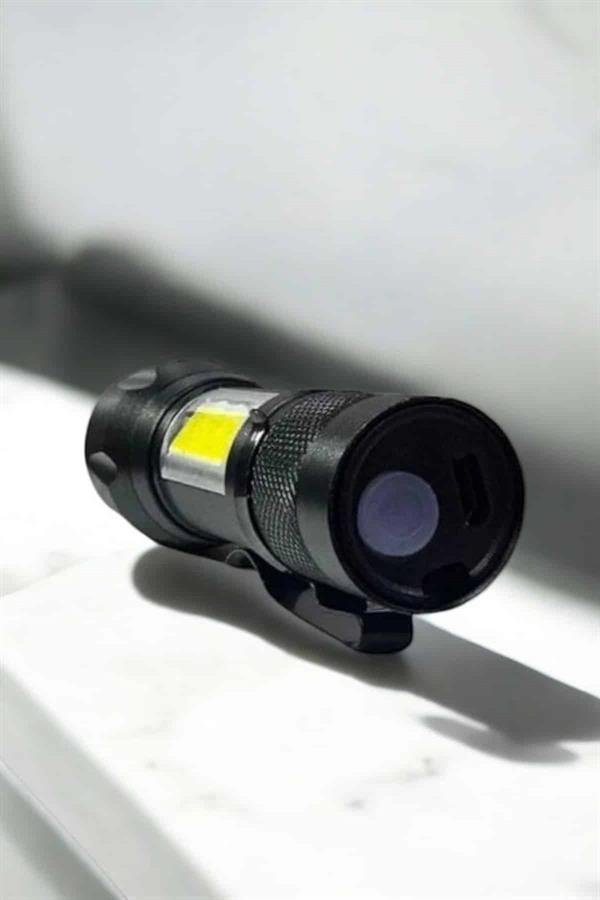 Şarjlı Metal Zoomlu El Feneri Işıldak Led Işık Taşınabilir El Lambası - Image 1