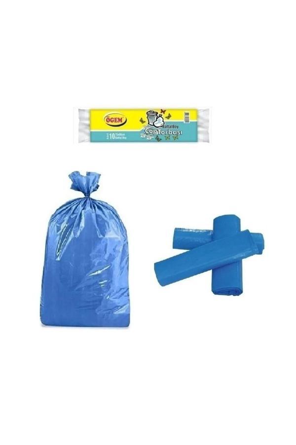 Battal Boy Çöp Torbası 75 x 90 cm 10 Lu Rulo x 1 Paket = 10 Adet (Mavi) - Image 1
