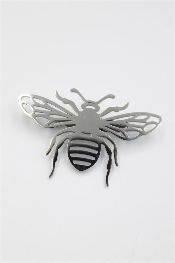 Çelik Arı Broş - Gümüş - Image 1
