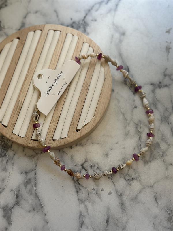 Deniz Kabuğu Kolye - Mor - Image 1