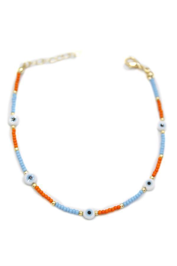 Nazar Boncuklu  Halhal - Beyaz - Image 1