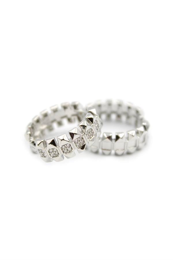 Taşlı Halka Küpe - Gümüş - Image 1