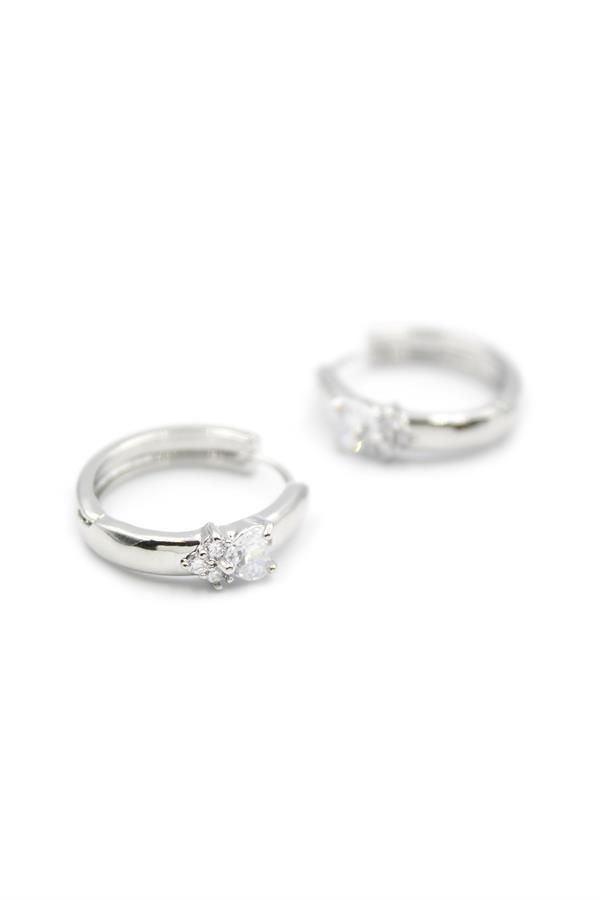 Kalp Halka Küpe - Beyaz - Image 1