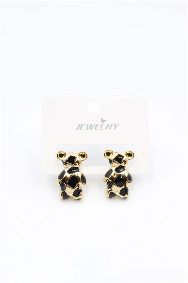 Mineli Ayıcık Küpe - Siyah - Image 1