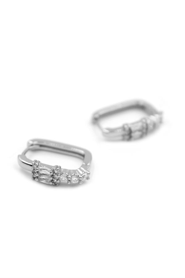 Dikdörtgen Taşlı Küpe - Gümüş - Image 1