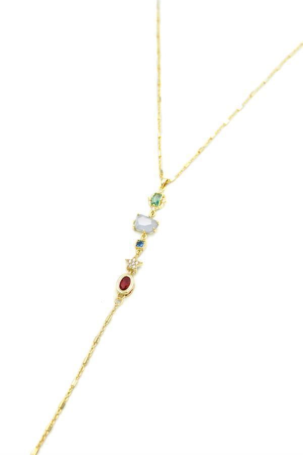 Taşlı Y Kolye - Altın - Image 1