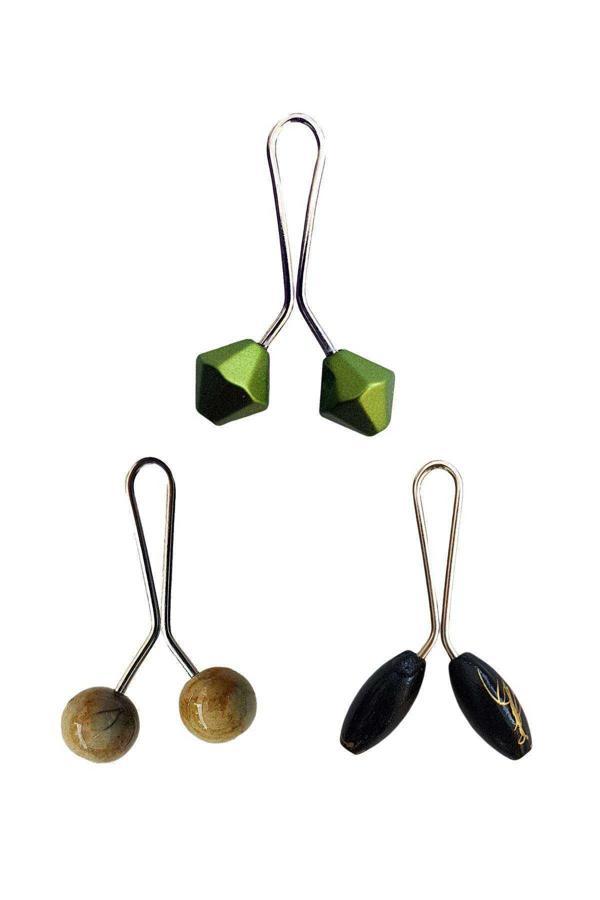 3 Adet Tesettür Eşarp ve Şal Klipsi Hardal Siyah Yeşil - Image 1