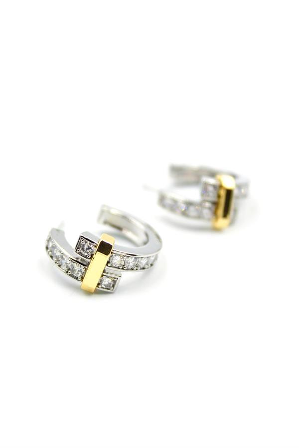 Taşlı Halka Küpe - Gümüş - Image 1