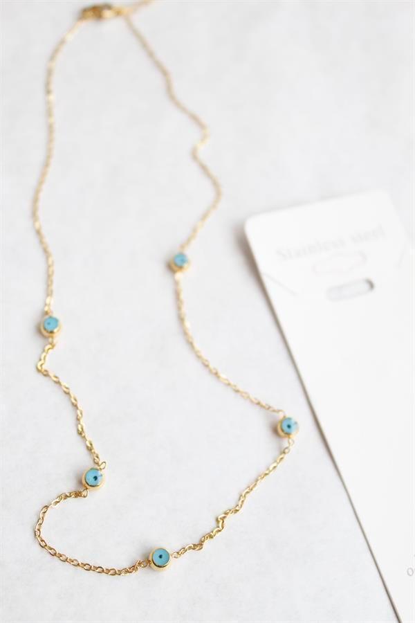 Nazar Boncuk Çelik Kolye - Altın - Image 1