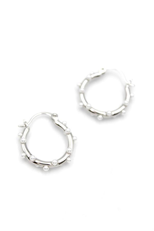 İncili Halka Küpe - Gümüş - Image 1