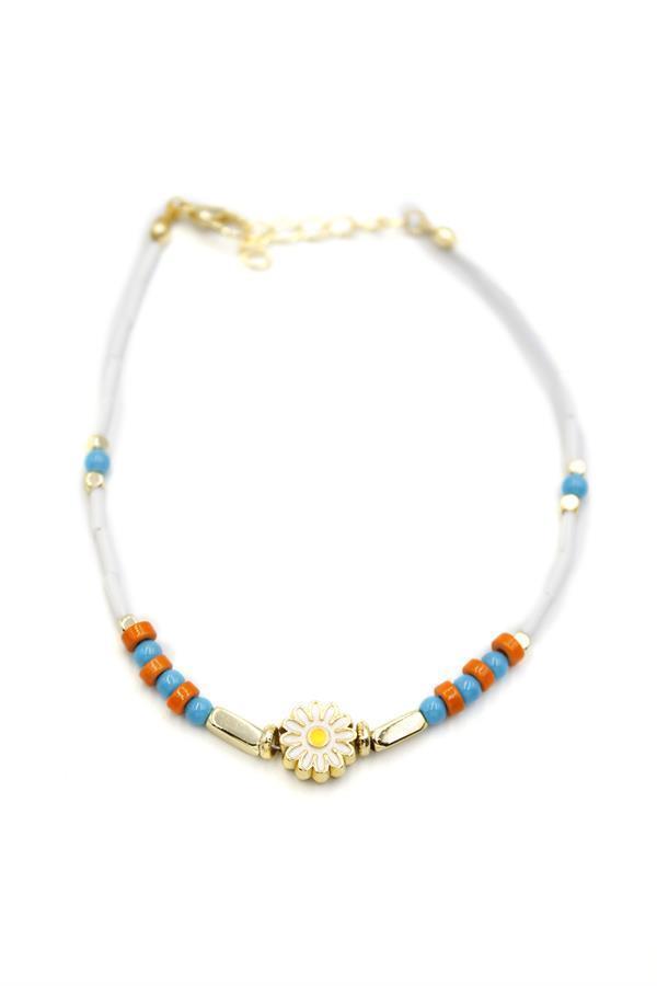 Boncuklu Papatya Halhal - Altın - Image 1