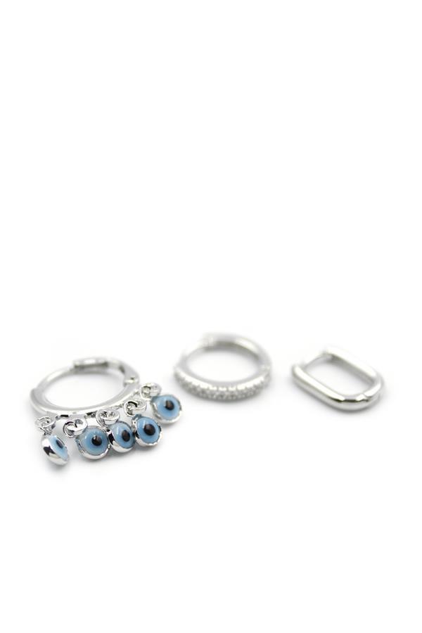 3'lü Nazar Küpe - Gümüş - Image 1