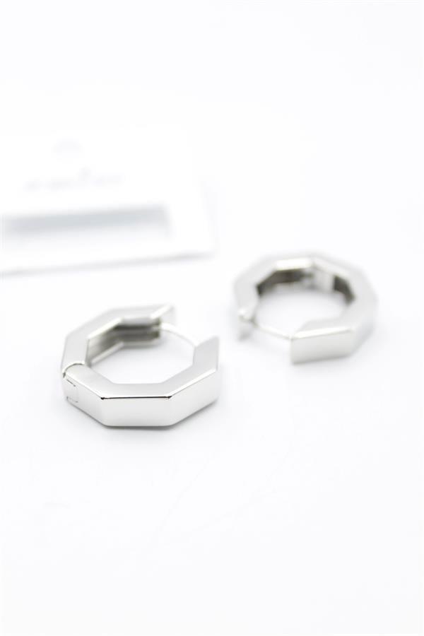 Sekizgen  Küpe - Gümüş - Image 1