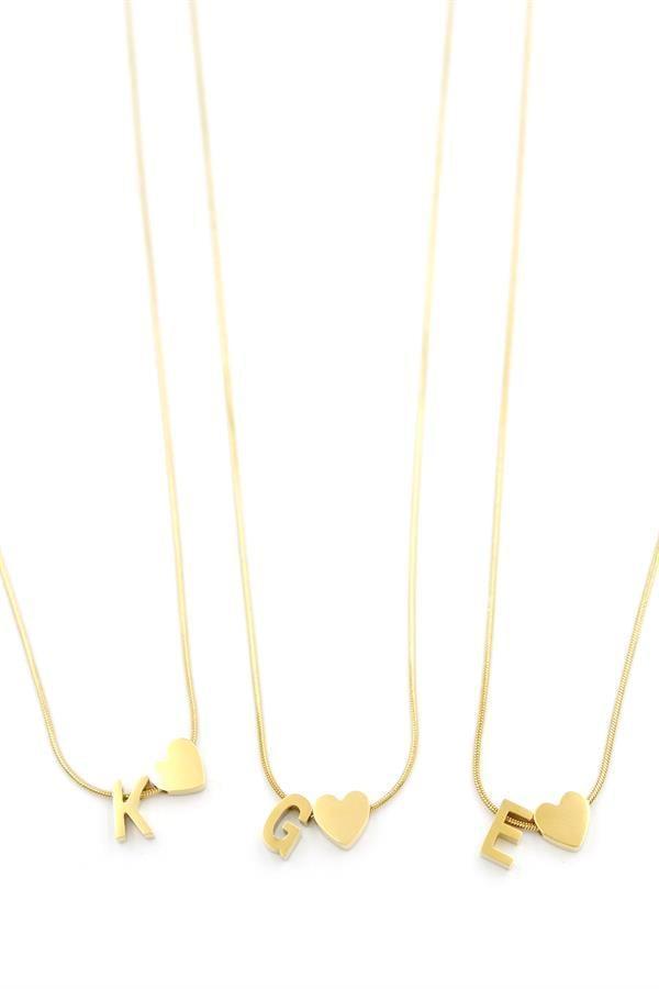 24'lü Kalp Harf Kolye - Altın - Image 1