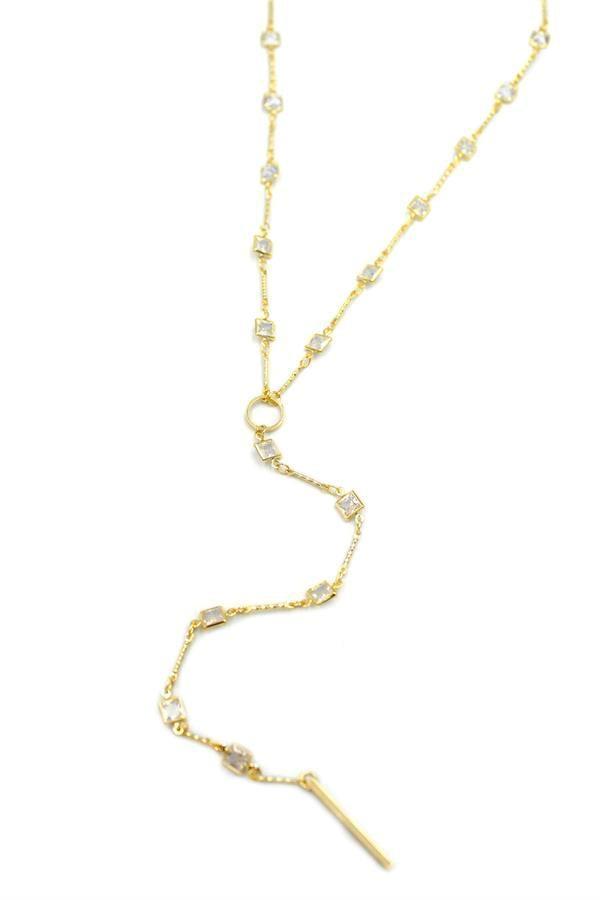 Taşlı Y Kolye - Altın - Image 1
