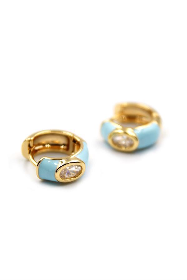 Mineli Halka Küpe - Turkuaz - Image 1