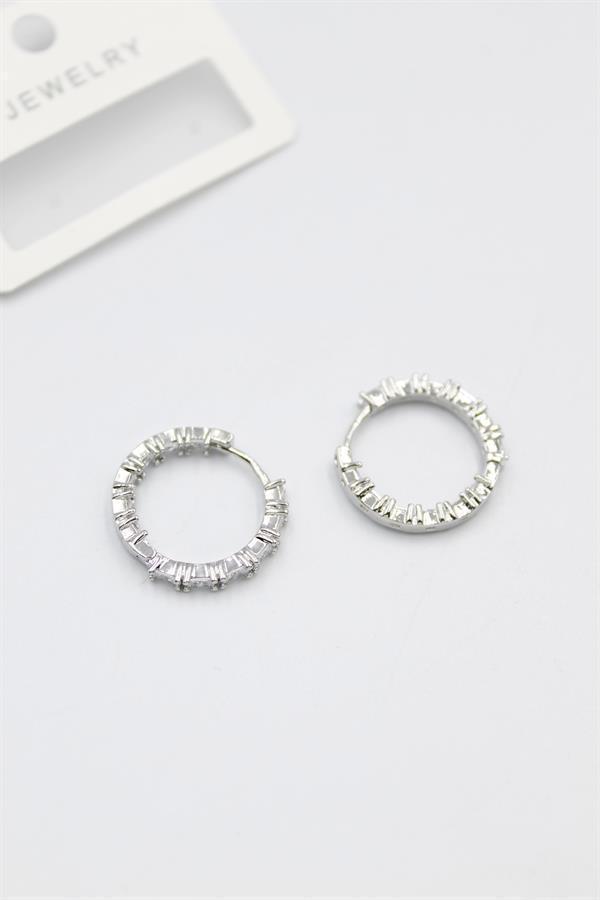 Baget Taşlı Küpe - Beyaz - Image 1