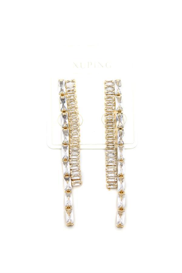 Taşlı Sallantılı Küpe - Altın - Image 1