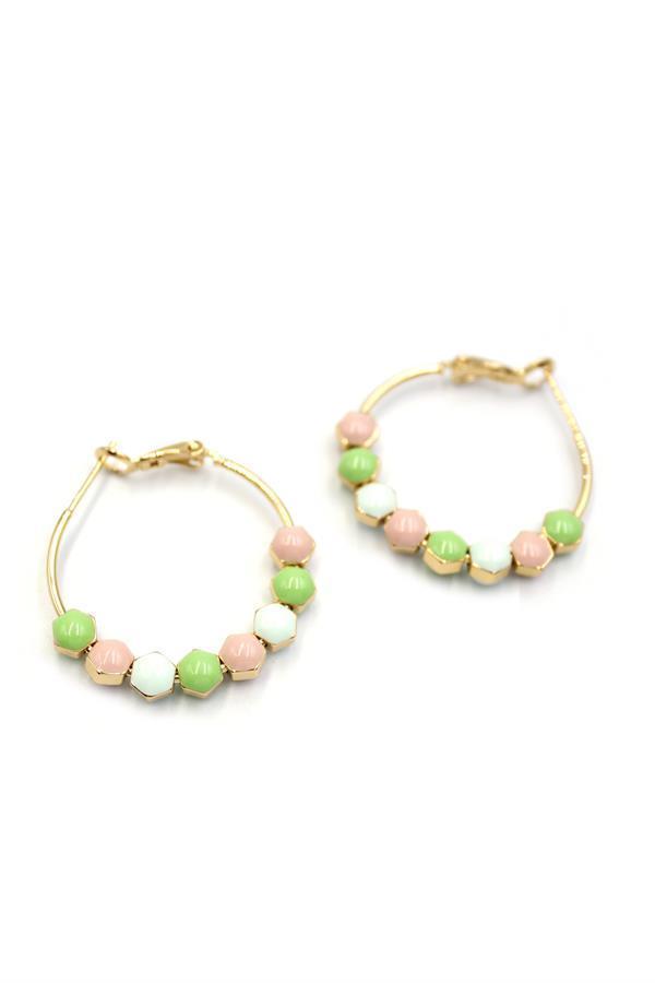 Mineli Halka Küpe - Yeşil - Image 1