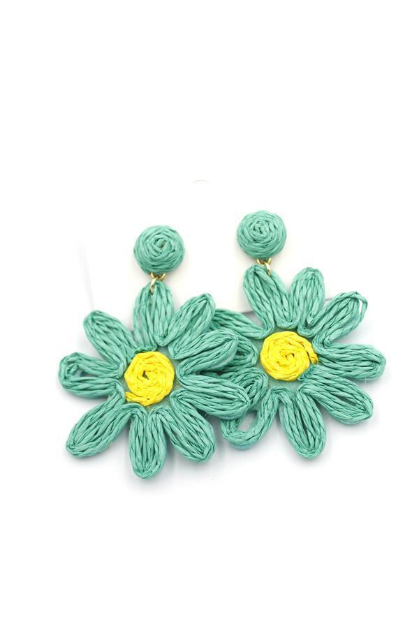 Papatya Hasır Küpe - Turkuaz - Image 1