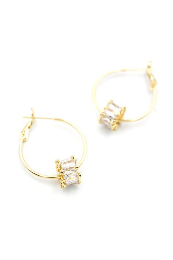 Baget Taşlı Küpe - Altın - Image 1