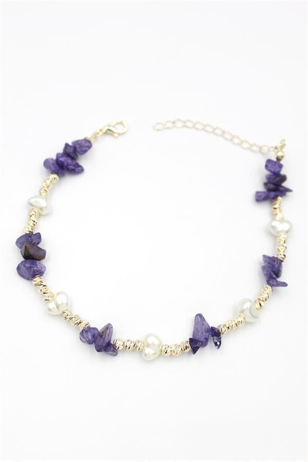 Dorika Taş Halhal - Mor - Image 1