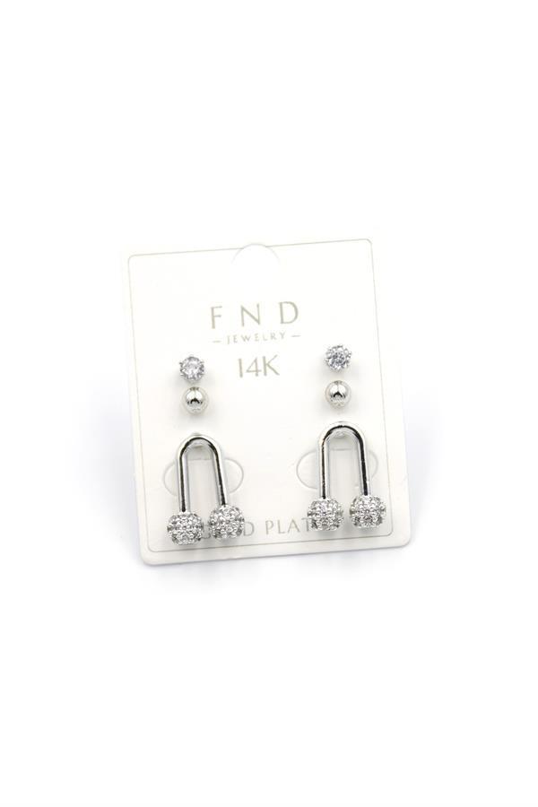 Çoklu Taşlı Küpe - Gümüş - Image 1