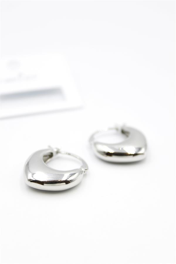 Oval Halka Küpe - Gümüş - Image 1