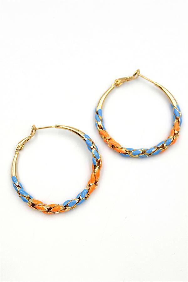 Mineli Halka Küpe - Turuncu - Image 1