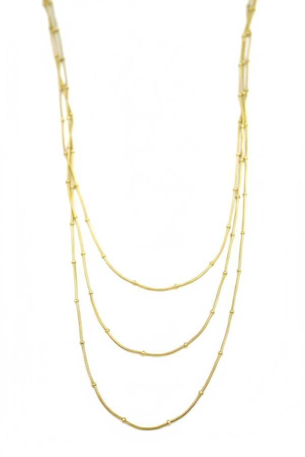 Top Boncuk Zincir Kolye - Altın - Image 1