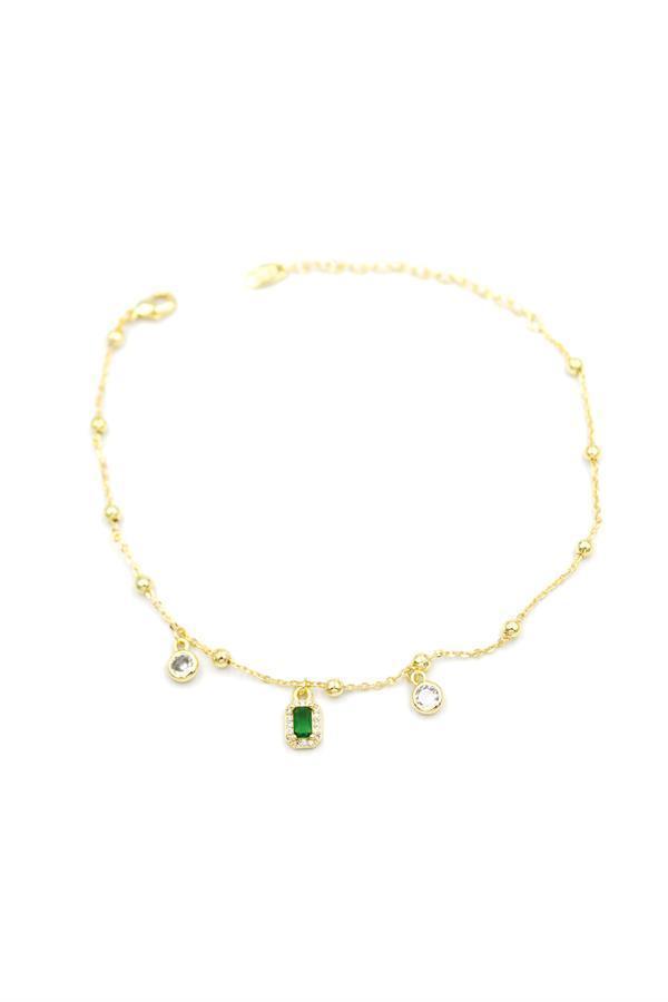 Renkli Taşlı Halhal - Yeşil - Image 1